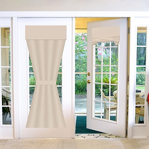 Blaward Blackout Door Curtains,French Door Blinds for Privacy Protection, Thermal Insulated Tie Up Curtains No Drilling Stick On Door Curtain Room Darkening Curtains for Bedroom Kitchen Bathroom