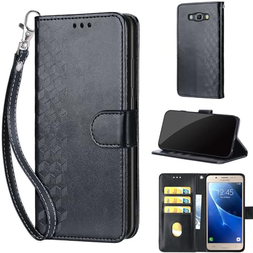 Cover per Samsung Galaxy J5 (2016) Custodia, Premium Pelle PU Magnetica Portafoglio Cover Custodia compatibile Samsung Galaxy J5 (2016) Nero