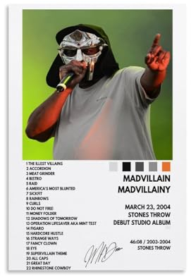 REOTTO MF DOOM Madvillainy Art Poster Dekorative Malerei Leinwand Wandkunst Wohnzimmer Poster Schlafzimmer Malerei,Wandkunst Bilddruck Moderne Familienzimmer Dekor 08x12inch(20x30cm)
