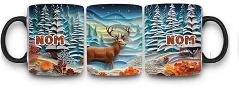 Lalasol Mug 3D Renne de Noël Nom Personnalisé Tasse Renne de Noël en 3D Cadeau Pour Amie Collègue Famille