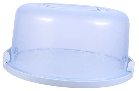 MaGiLL Soporte transparente para caja de pasteles, soporte para taza redonda, cubierta de cúpula, recipientes desechables, soporte para postres, caja individual de PP para novia (azul, 21x13cm)