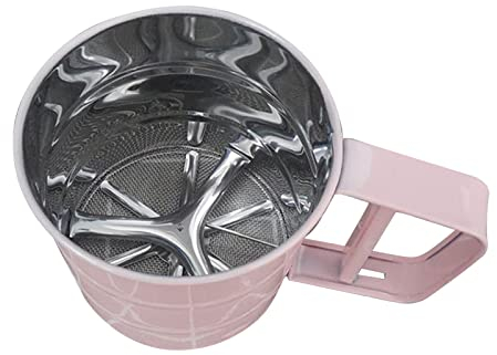 Setaccio Per Farina, Setaccio da Forno in Acciaio Inossidabile con Manico, Setaccio Per Farina Portatile Leggero Per Cottura al Forno, Bellissimo Setaccio a Rete Per Farina da Forno(rosa)