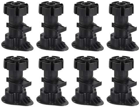 sourcing map Adjustable Legs, 8Pcs 46 x 80mm - Furniture Leveling Foot, Thin Legs Leveler Support Frame for Bed Sofa Coffee Table Bathroom Cabinet (Black)