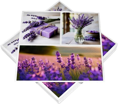 HEKU 100 Servietten, 3-lagig, 33x33cm, Lavendel I Saugstark und praktisch verpackt I Breite Auswahl I Ideal für besondere Anlässe
