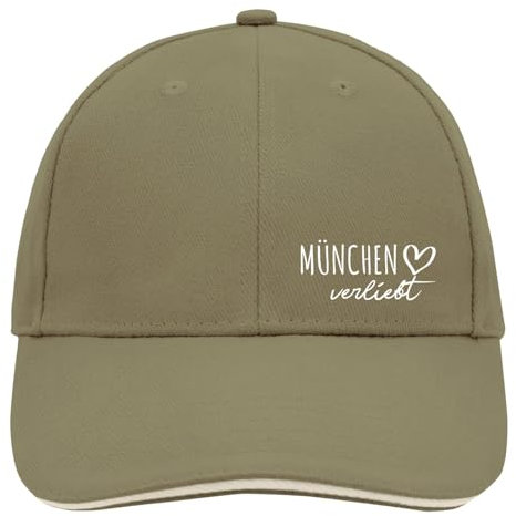 Huuraa Basecap München verliebt Geschenk Olive/Beige München Accessoire