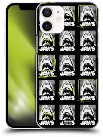 Head Case Designs Offizielle Jaws Muster Schwarz Grafiken Harte Rueckseiten Handyhülle Hülle Huelle kompatibel mit Apple iPhone 12 Mini