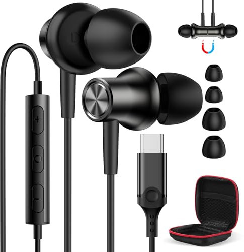 Auriculares USB C para Samsung Galaxy A56 A36 A16 A17 A55 Pixeles 10 Pro XL 9a 8a, Auriculares in-ear USB C Conector Magnético USBC Auriculares Tipo C Auriculares para iPhone 17 16 Pro Max Poco X7 Pro