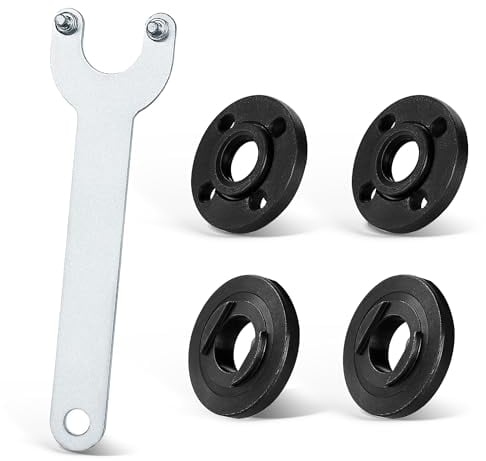 Rybtd 125mm Grinder Angle Spanner Wrench Flange Nut with Angle Grinder Key and Inner Outer Flange,Angle Grinder Spanner Angle Grinder Attachments Compatible with 125mm Angle Grinders