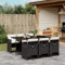 Gecheer 7-TLG. Garten Essgruppe, Terrassenmöbel Set 6 Personen, Sitzgruppe Outdoor, Esstisch mit Stühle, Gartenmöbel Set, Kissen, Poly Rattan Schwarz
