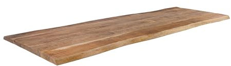 SAM Holzplatte 200x60 cm Tom, Tischplatte aus Mangoholz massiv + raue Oberfläche, Baumkanten-Platte für Heimwerker, geeignet für Arbeitsplatten, Tische & Fensterbretter