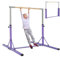 COSTWAY Gymnastik Turnreck, Turnreck 90-150cm höhenverstellbar, Reckstange klappbar mit Rollen, tragbarer Turnstangen bis 100kg belastbar, Reckanlage, Trainingsgeräte (Violett)