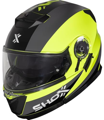 Shox Destination Crank Flip Front Motorcycle Helmet M Gloss Hi-Vis