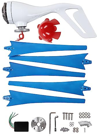 Kit Generatore Eolico da 500 W a 5 Pale per Sistema di Generazione di Energia Ibrida Solare Eolica Blu (48 V)