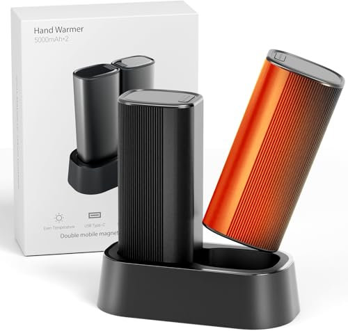KINREECELL Rechargeable Hand Warmers 2pack, 4 Levels Heat Up to 136℉, Battery Powered Hand Warmer, Small Size and Easy to Carry, Use time up to 16 hours, Ideal for Golf, Skiing, Camping, Winter Gifts.