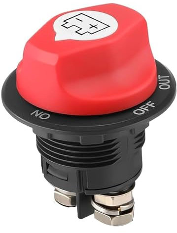 Wjelet 1Pcs Battery Disconnect Switch 12V to 32V 100A, Battery Master Cut Shut Off Isolator Switch for Marine, Boat, RV, ATV, Car, UTV (On-Off-Out)