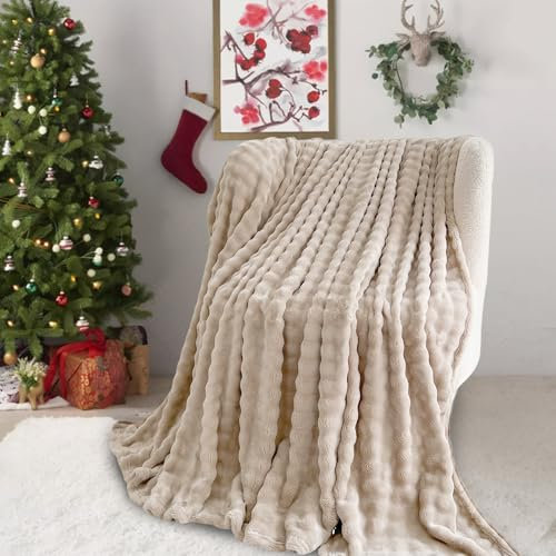 Kuscheldecke Milchsamt Blasen Decke Super Soft Wohndecke Dick 450 G/M² Flanell Decke Couchdecke Warme Überwurfdecke Sofadecke Vielseitig Blanket Für Bett Sofa Schlafzimmer Büro Kamel 100 x 160cm