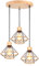 TOKIUS 3 Lampes Suspension Luminaire Vintage Industrielle Lustre Abat-jour en Métal et Corde de Chanvre Ø220mm Plafonnier E27 avec Bois Rétro Pour Salon Cuisine Chambre (C-BOIS-Base ronde)