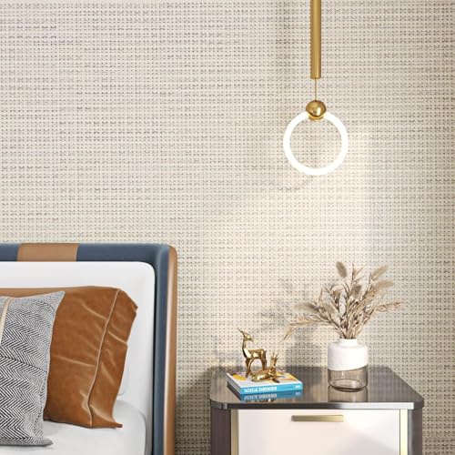 FunStick 60CM×5M Tapete Selbstklebend Beige Muster Tapeten Wand Schlafzimmer Struktur Klebefolie Weiß Tischfolie Wasserdicht Mustertapete Beige Weiß Möbelfolie Selbstklebend Wohnzimmer Schrankpapier