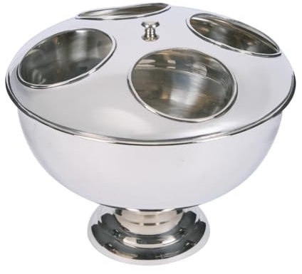 Four Compartment Ice Bucket Wine Cooler Champagne Bucket Polished Mirrored Finish Tabletop Drinks Cooler Ice Tub Alfresco Dining Barbecue Garden Party Punch Bowl Cold Tub