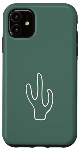 Minimalistic Cactus Succulent Line Art Cacti Case for iPhone 11