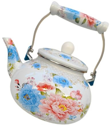 TOPPERFUN Enamel Pot Teapot for Camping Tea Pot for Party Stovetop Enamel Kettle