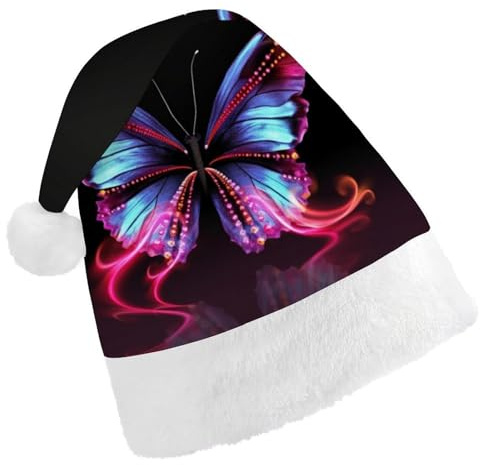 maccbn Weihnachtsmütze mit tanzendem Schmetterling, dehnbar, Weihnachtsmütze, Festtags-Partyzubehör für Caroling, Neujahr, Cosplay