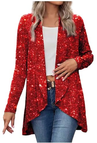 Pailletten Jacke Damen Glitzer Oberteile Elegant Cardigan Bomberjacke Festival Oberteil Zur Hochzeit Party Outfit Glitzershirt Karneval Kostüm Glitzeroberteil Festliche Blazer Silvester Outfit