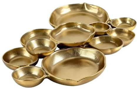 Monozoz Cluster Serving Bowls | Modern Decorative Tiered Table Decor | White Gold Cluster Serving Tray - for Fruit Snack Charcuterie Dessert Appetizer Party Holiday