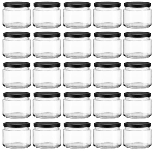 hocz 25x Marmeladengläser 330 ml | mit Deckel Schwarz TO 82 | Einmachgläser mit Schraubdeckel zum befüllen | Sturzgläser für Marmelade Schraubgläser | leere Gläser Set | 25 Stück