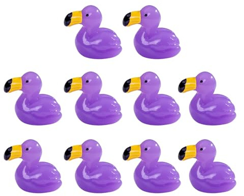 GMBYLBY Lot de 10 petits flamants roses en résine colorée - Figurines miniatures pour paysage de jardin et décoration d'aquarium - Figurines miniatures de flamant rose