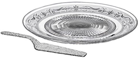 Premier Housewares Glass Cake Plate and Cake Slice - Clear