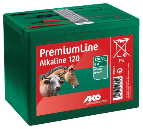 PREMIUMLINE Weidezaunbatterie Trockenbatterie Alkaline 9V 120 Ah