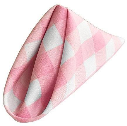 LA Linen Servietten, Vichy-Muster, 45,7 x 45,7 cm, Weiß/Pink, 10 Stück