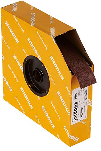 RHODIUS SPBR, 1 Stück Schleifleinen 40 mm x 25 m K100, für Metall und Holz, Schleifpapier, Handschliff, Schleifband, Schmirgelpapier, Rollenware