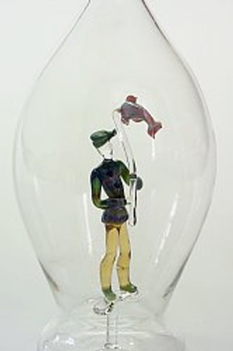 Oberstdorfer Glashütte Carafe pêcheur Chiffre Comprendre Bouteille en Verre Peut être rempli avec Fermeture Ovale Esprits Decanter décorative capacite 0,5 Litre Hauteur env. 30 cm