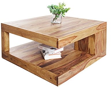 invicta INTERIOR Massiver Edelholz Couchtisch Giant Sheesham 80cm Stone Finish Tisch Beistelltisch