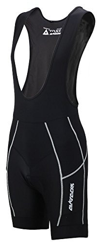Airtracks Herren Fahrradhose Kurz Trägerhose Radhose mit Trägern Pro BIB Kurze Radlerhose 3D Coolmax Gepolstert Atmungsaktiv Reflektoren S M L XL XXL 3XL 4XL - schwarz-grau - XXL