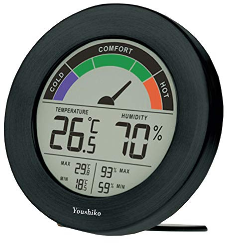 Youshiko Large LCD Digital Thermo-Hygrometer, Indoor Weather Thermometer Hygrometer Gauge, Monitor Temperature Humidity Meter for Home Office Comfort, Min/Max Records (24 Hour Auto Reset)