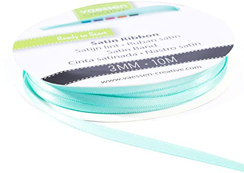 Vaessen Creative 301002-0011 Satinband Aqua, 3 mm x 10 Meter, Schleifenband, Dekoband, Geschenkband und Stoffband für Hochzeit, Taufe und Geburtstagsgeschenke, 3MM