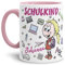 Einschulungs-Tasse  Schulkind Mädchen - Name - ABC-Schütze/Schule / 1. Klasse/Geschenk zur Einschulung/Schul-klasse/Personalisiert/mit Name/Innen & Henkel Rosa