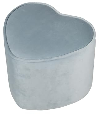 roba Kinderhocker Lil Sofa in Herzform - Bequemer Hocker in blauem Samtstoff - Polstermöbel Pouf für Kinderzimmer - Sitzhöhe 24 cm