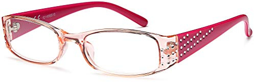 NEW VISION Damen Lesebrille Anti-Müdigkeit Blendfrei UV Schutz Lesehilfe mit Glitzer Bügel NV0176
