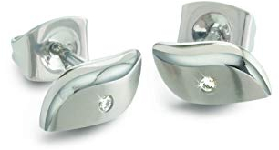 Boccia Damen Ohrstecker aus Titan in der Farbe Silber poliert mit Diamant, antiallergen, 05044-03