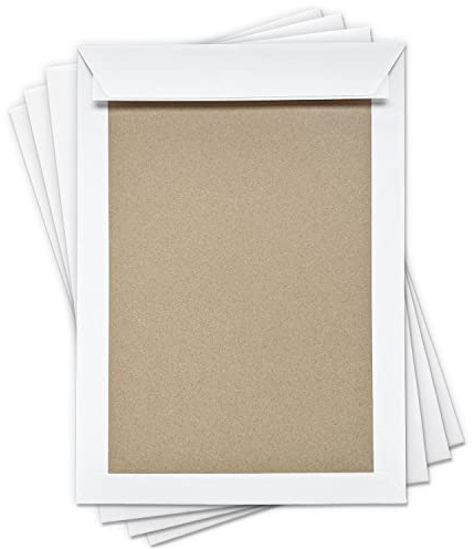 Briefumschläge C4 weiß mit Papprückwand | 25 Stück | selbstklebend ohne Fenster | Versandtaschen PREMIUM Qualität, stabile Kuverts (229 × 324 mm) gerade Klappe | Business Bewerbung Unterlagen