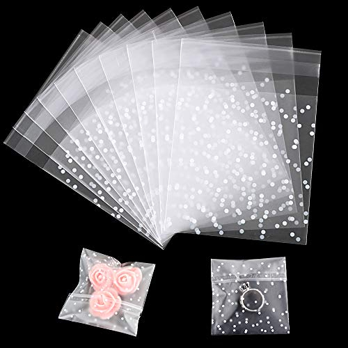 200 Stück Tüten Tütchen Cellophantüten Selbstklebend Plastiktüten Klein Flachbeutel Geschenktüten für Süßigkeiten Plätzchen Gebäck Schokolade (Weiß (7x7cm))