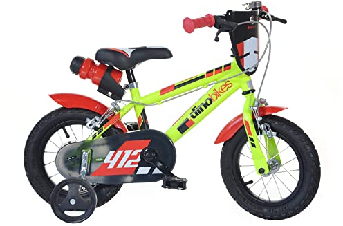 Kinderfahrrad Jungen 12 Zoll mit Bremsen am Lenker Stützräder Gelb