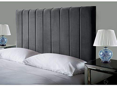 Affordable Luxury Portland Lined Headboards in Elegant Plush Velvet Fabric, for Divan Beds, Bedroom and Hotel Furniture (5FT King- Height 24, Steel)