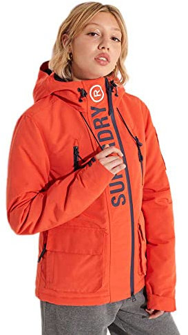 Superdry Ultimate Windcheater Coupe-Vent, Orange Vif/Bleu Marine Riche, XS Femmes