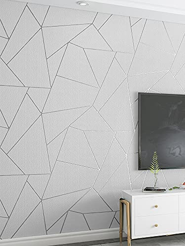 Prior.choice Rouleau de papier peint non tissé texturé en relief brillant de 9,5 x 0,53 m pour chambre à coucher, salon, 4 couleurs, 5,035 m² (gris)