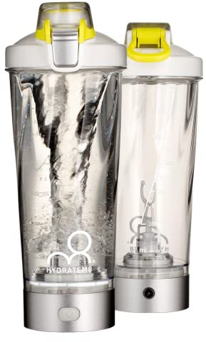 HYDATEM8 Electric Portable Protein Shaker Bottle With Fast Charge And Powerful Motor– Easy Clean 600ml 20oz Shaker Bottle – BPA Free Leakproof Protein Drink Mixer (White)